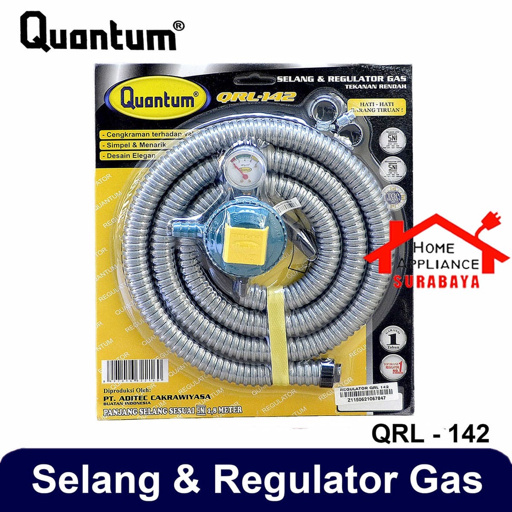 Selang + Regulator Meter Gas Quantum Tekanan Rendah QRL-142 / QRL 142