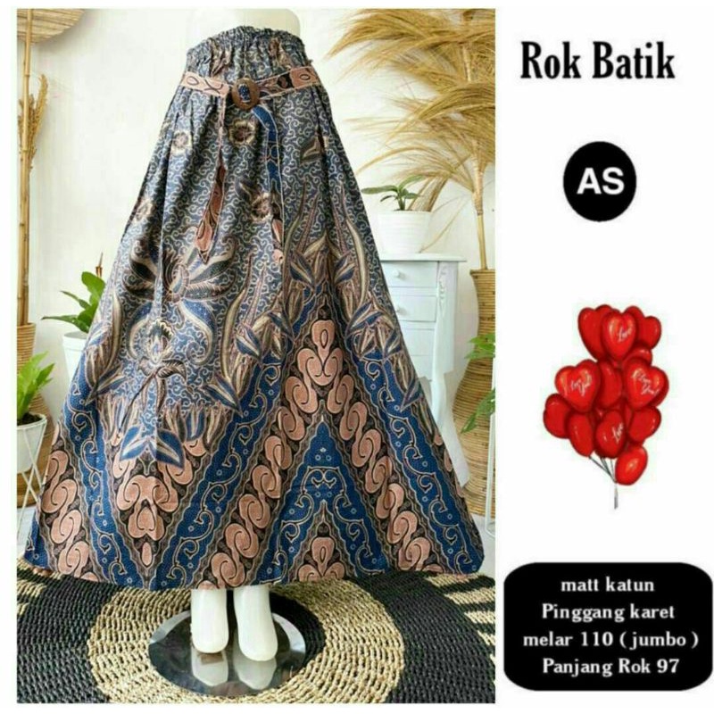 Rok Katun Motif Batik Wanita Remaja Dewasa Panjang Jumbo Fashion Muslim Kekinian Terbaru Pekalongan-3