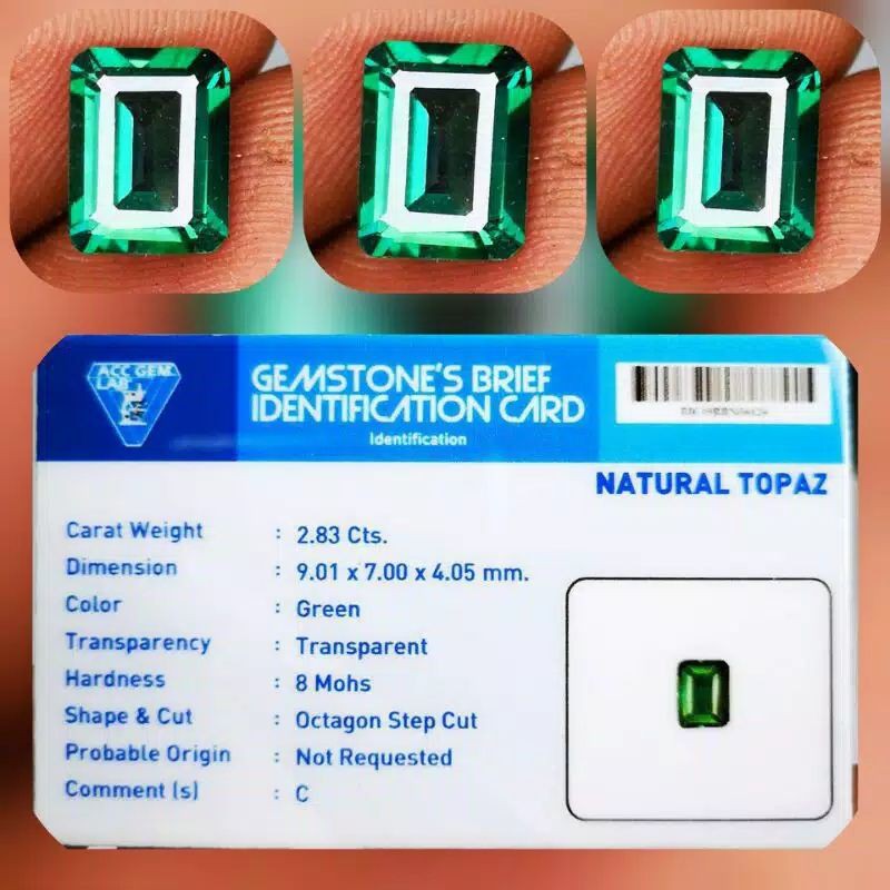 Natural Green Topaz Sudah Bersertificate / Memo Acc Gems Lab