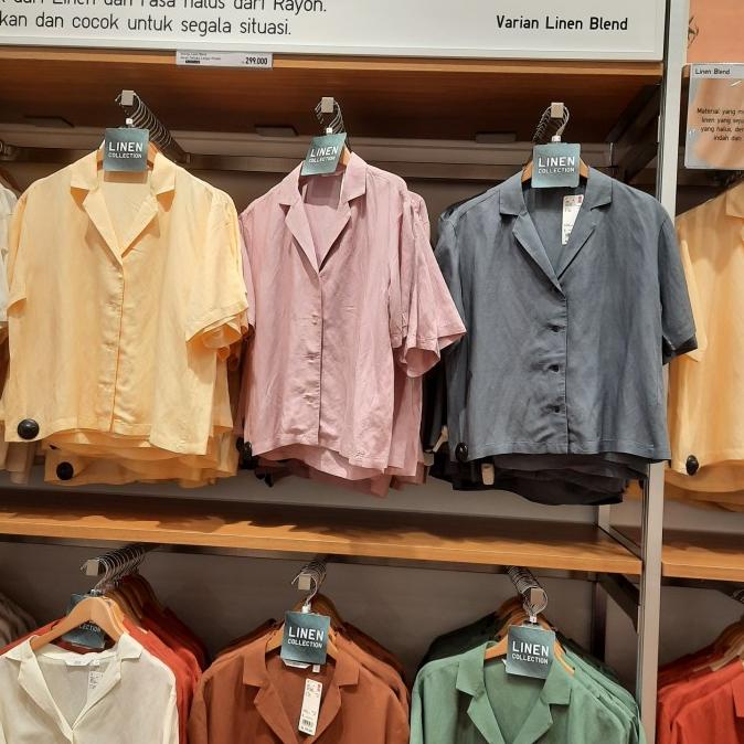 favorit] jastip uniqlo blouse baju kerja wanita kemeja dg bahan linen uniqlo
