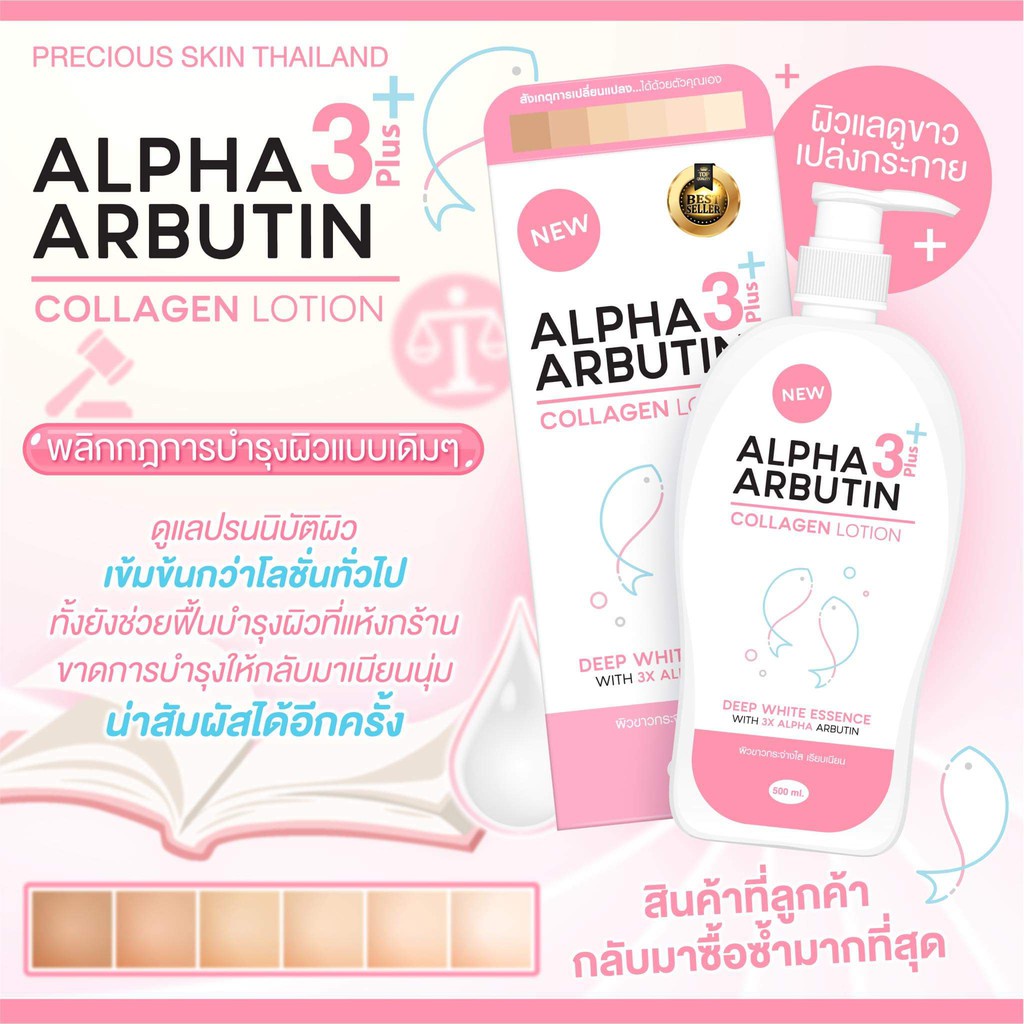 Alpha Arbutin 3 Plus Collagen Whitening Lotion Body Lotion 500ml  Hand Body Lotion Pemutih BPOM