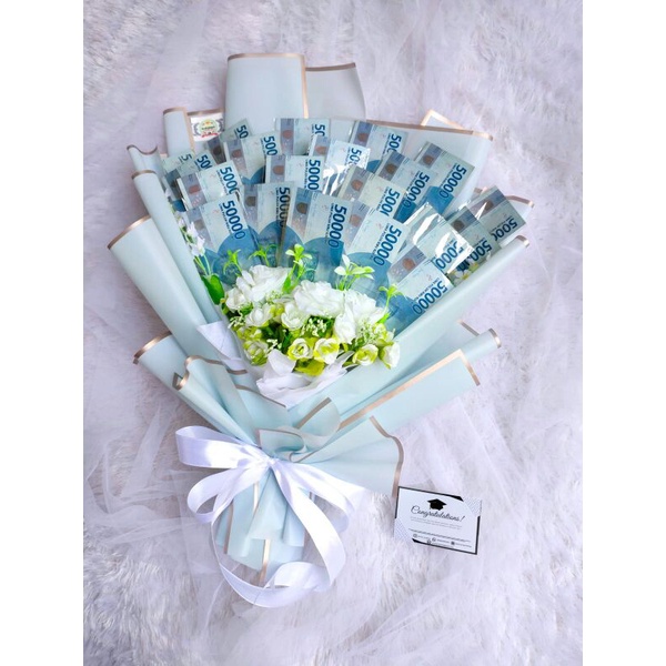 Buket Uang Asli kelipatan 50k 100k Money Bouquet  Bucket Duit Valentine Wisuda Ultah Semarang