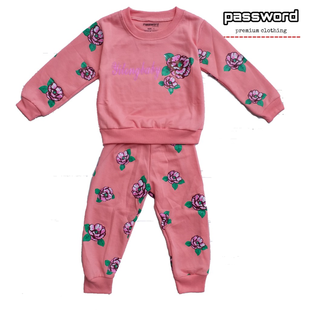 HappyOliver PASSWORD BUNGA Setelan Sweater 1 - 7 Tahun Baju Anak BerKualitas