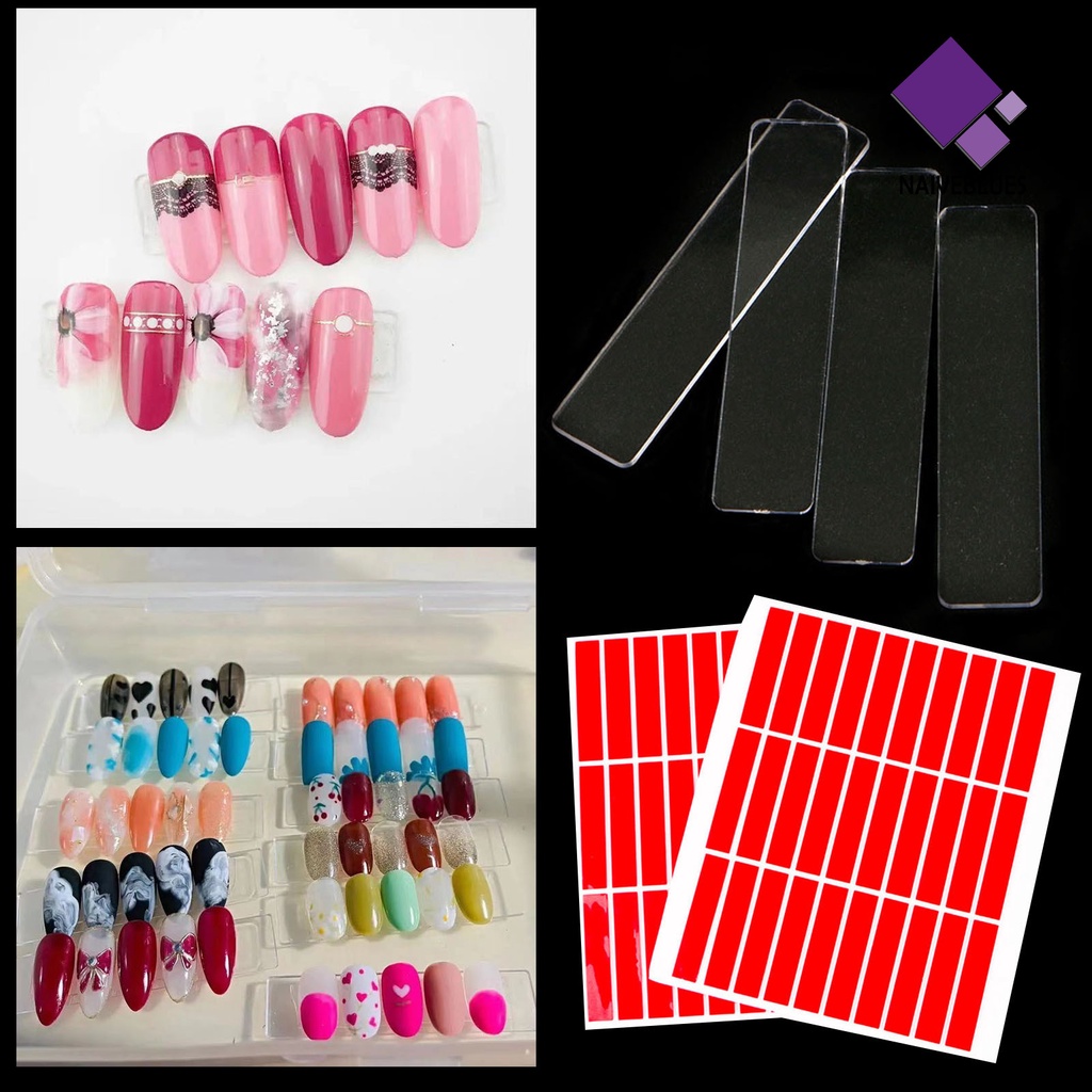 Naiveblue 1 Set Papan Display Kuku Palsu Transparan Untuk Nail Art / Manicure