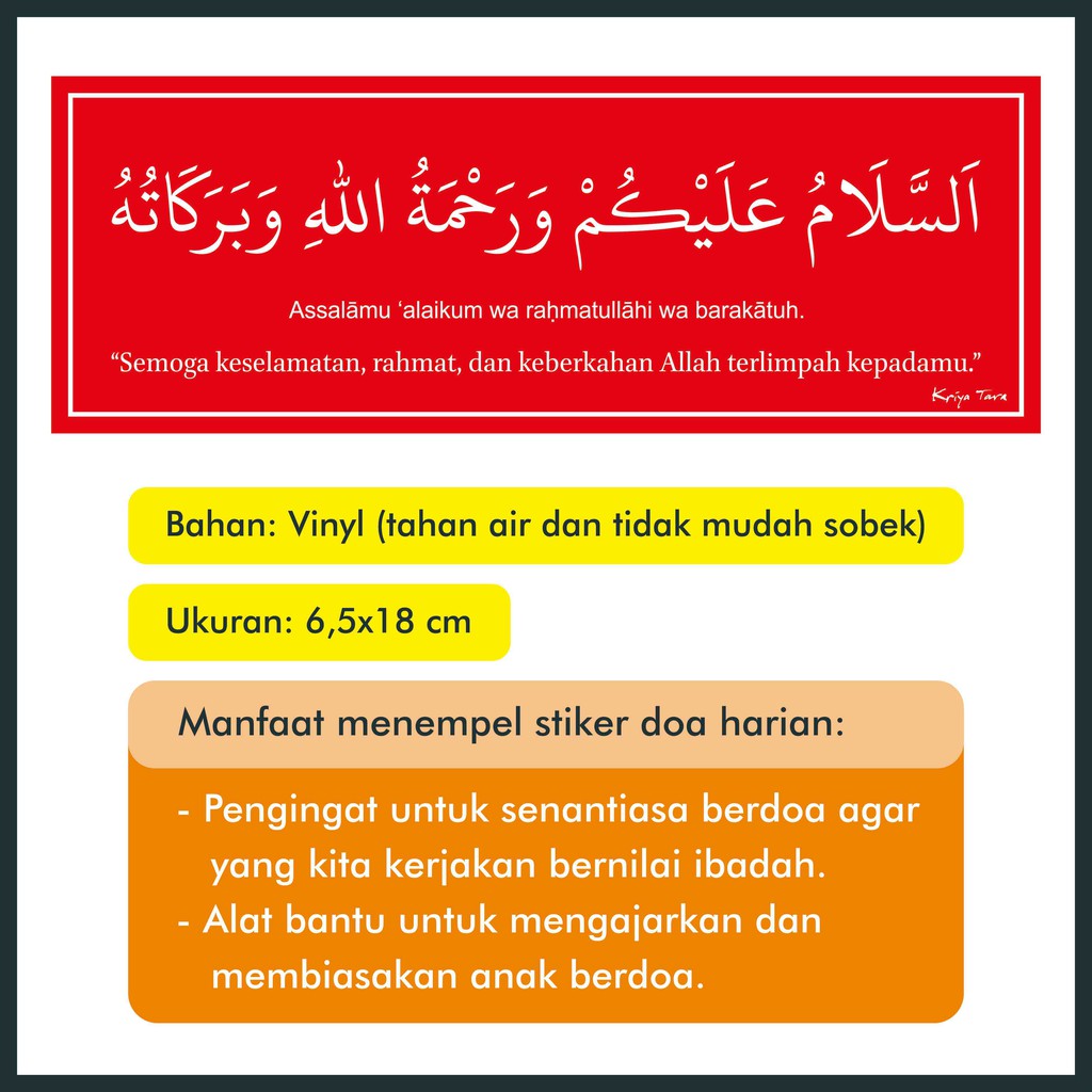 

Stiker Assalamualaikum Ukuran 6,5x18 cm - Stiker Doa Islami
