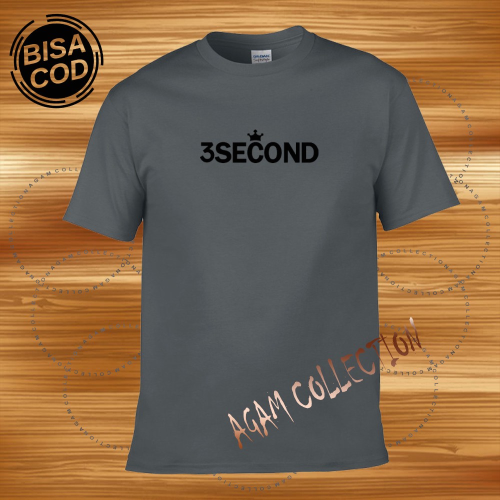 Agam Collection Baju Kaos Distro 3Second 033  Text Hitam Lengan Pendek  Premium Quality