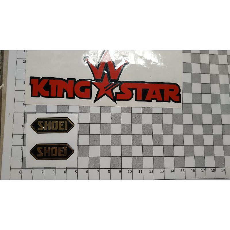 stiker visor shoei kecil chrome gold dasar hitam