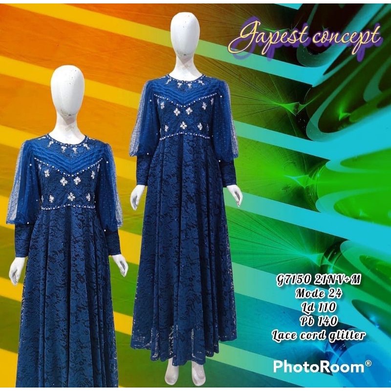 Gamis Pesta Grosir Khusus Warna Navy harga sudah dapat 2 Pcs Gamis