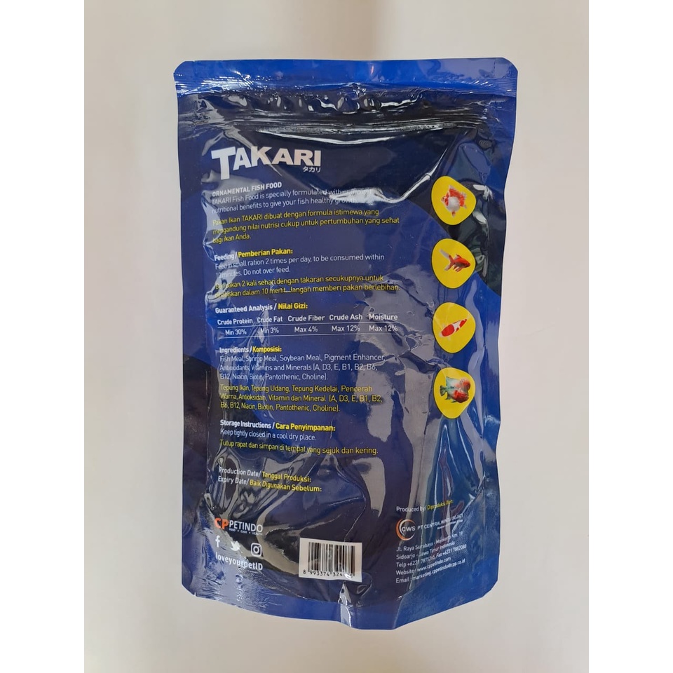 TAKARI 250gr Uk. 1mm Super Small - CP Fish Food - Pakan ikan hias kecil