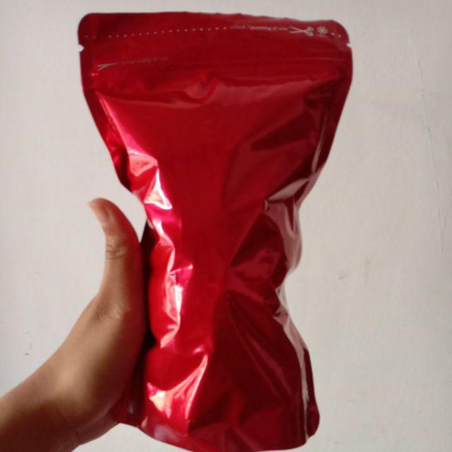 Standing Pouch Merah Alumunium Foil Klip Zipper 500gr Red 14x23 Isi 100
