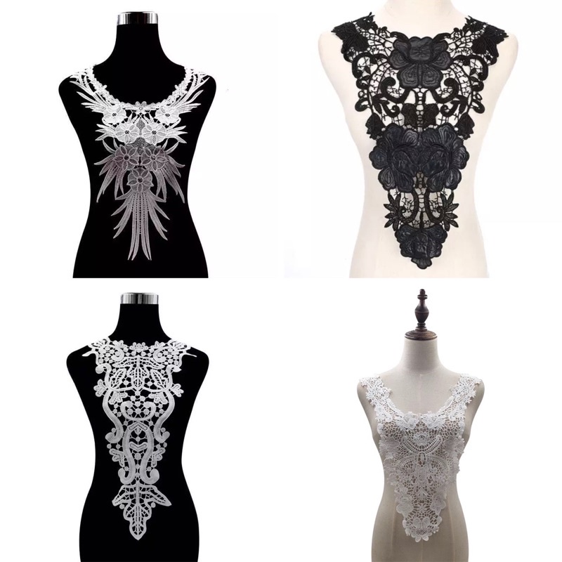 Renda Bordir Leher, Renda Dada, Collar Bordir