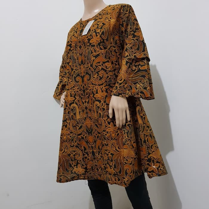 dress batik murah   midi dress batik murah   tunik   Cokelat  M Murah