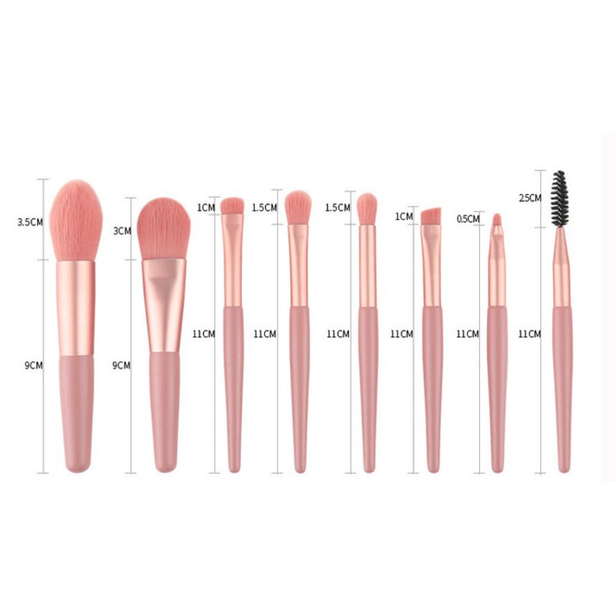 LDS Set Kuas MakeUp 8 in 1/Travel Mini MakeUp Brush Set