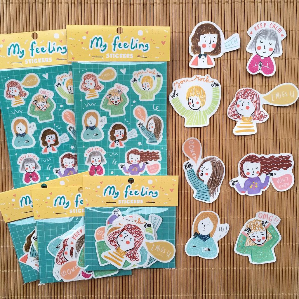 MENTOL ART Sticker Set Die Cut / Kiss Cut - Stiker Ilustrasi-My feeling