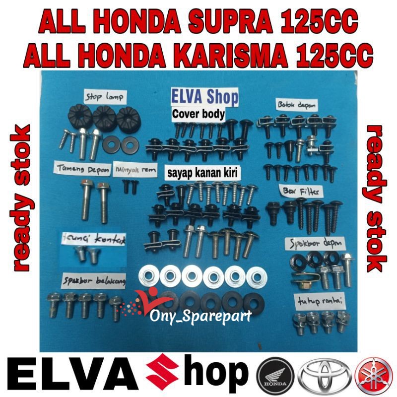 baut karet ring bosh skrup lengkap full set body honda karisma 125 surpa 125