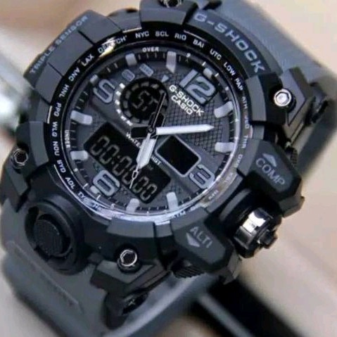 WATER RESIST JAM TANGAN PRIA CASIO G-SHOCK GSHOCK FREE BOX BATERAI ANTI AIR RUBBER DIGITAL DUAL-TIME GWG-1000 /C3/C4-TALI ABU