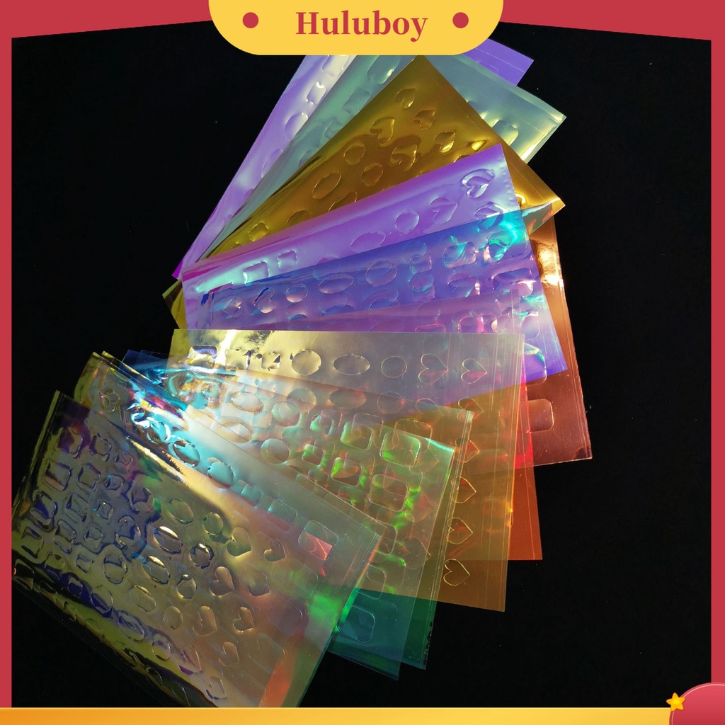 Huluboy Huluboy♡ 11pcs / Set Stiker Kuku Efek Aurora Foil Warna-Warni Untuk Dekorasi Manicure