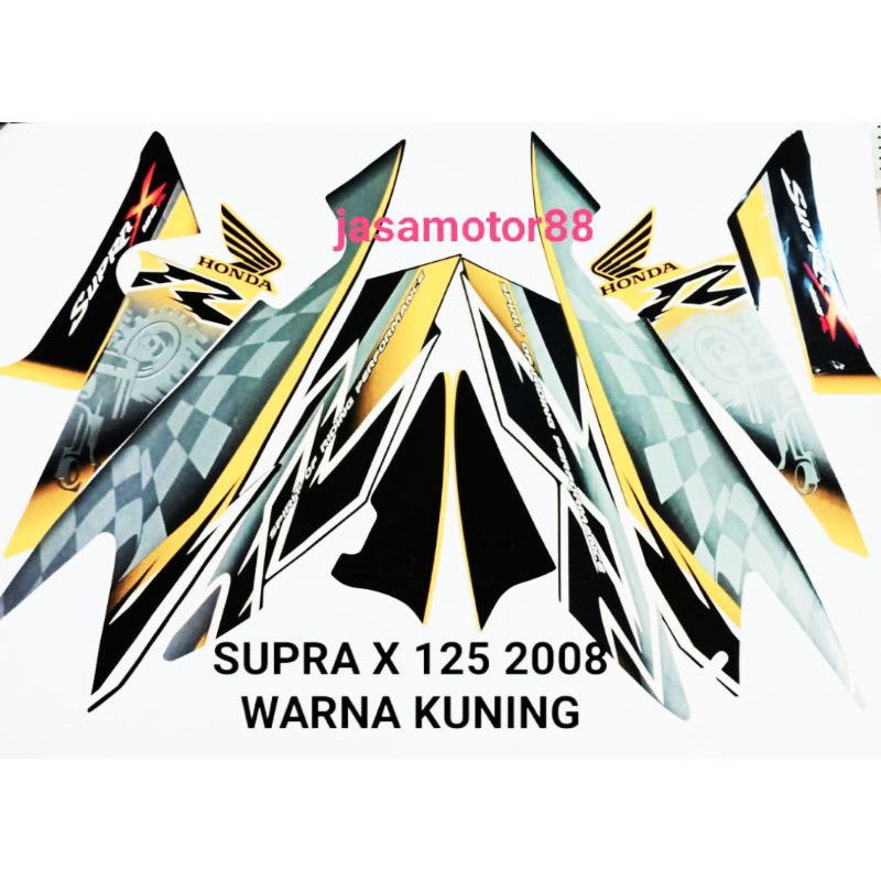 LIS STRIPING STIKER SUPRA X 125 TAHUN 2008 WARNA KUNING