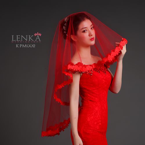 [PALING LARIS]  BRIDAL WEDDING VEIL MERAH AKSESORIS PERNIKAHAN PENGANTIN KPM002