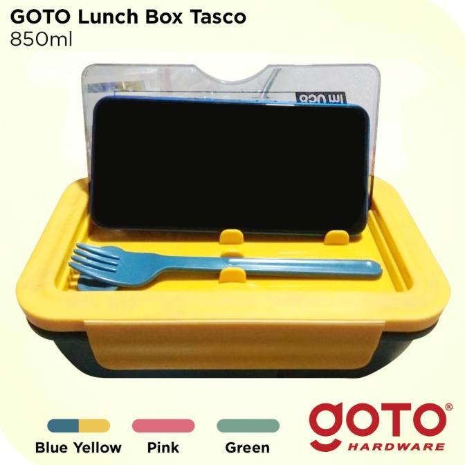 

Baru! Goto Tasco Kotak Tempat Makan Lunch Box Set Free Sendok Garpu - Blue Yellow