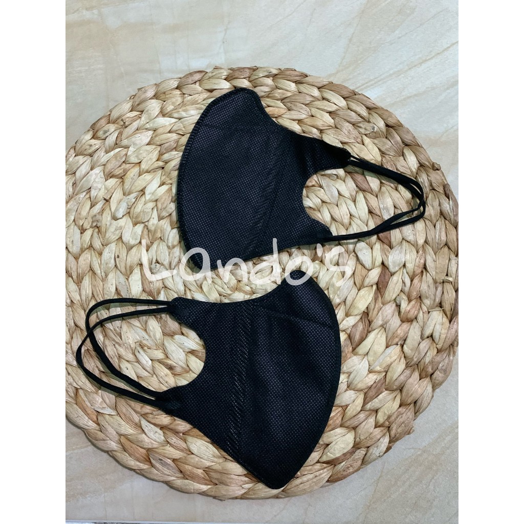 Masker Duckbill Hitam Garis Ecer Original