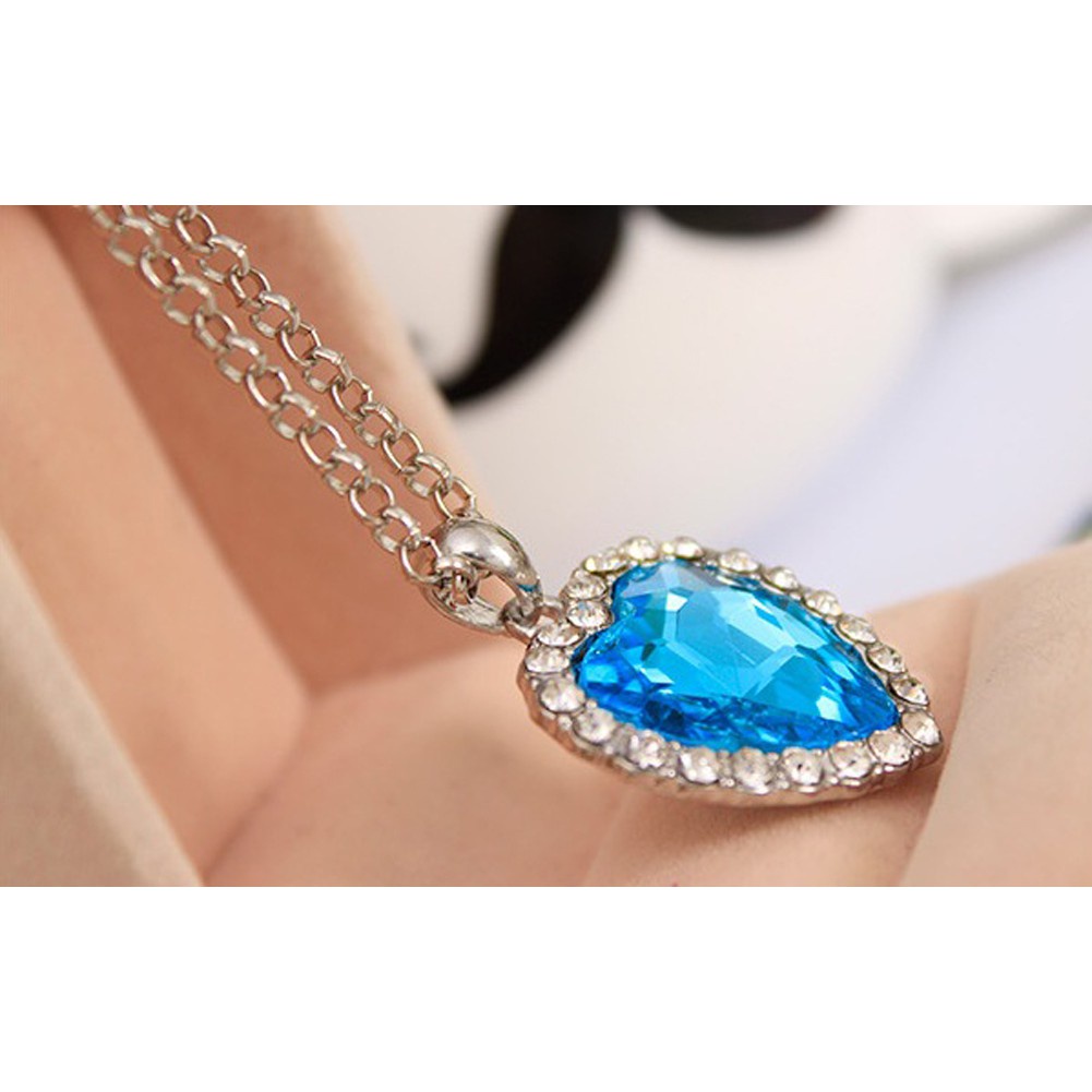 Fashion Crystal Full Rhinestones Titanic Heart of Ocean Necklaces Jewelry Gift