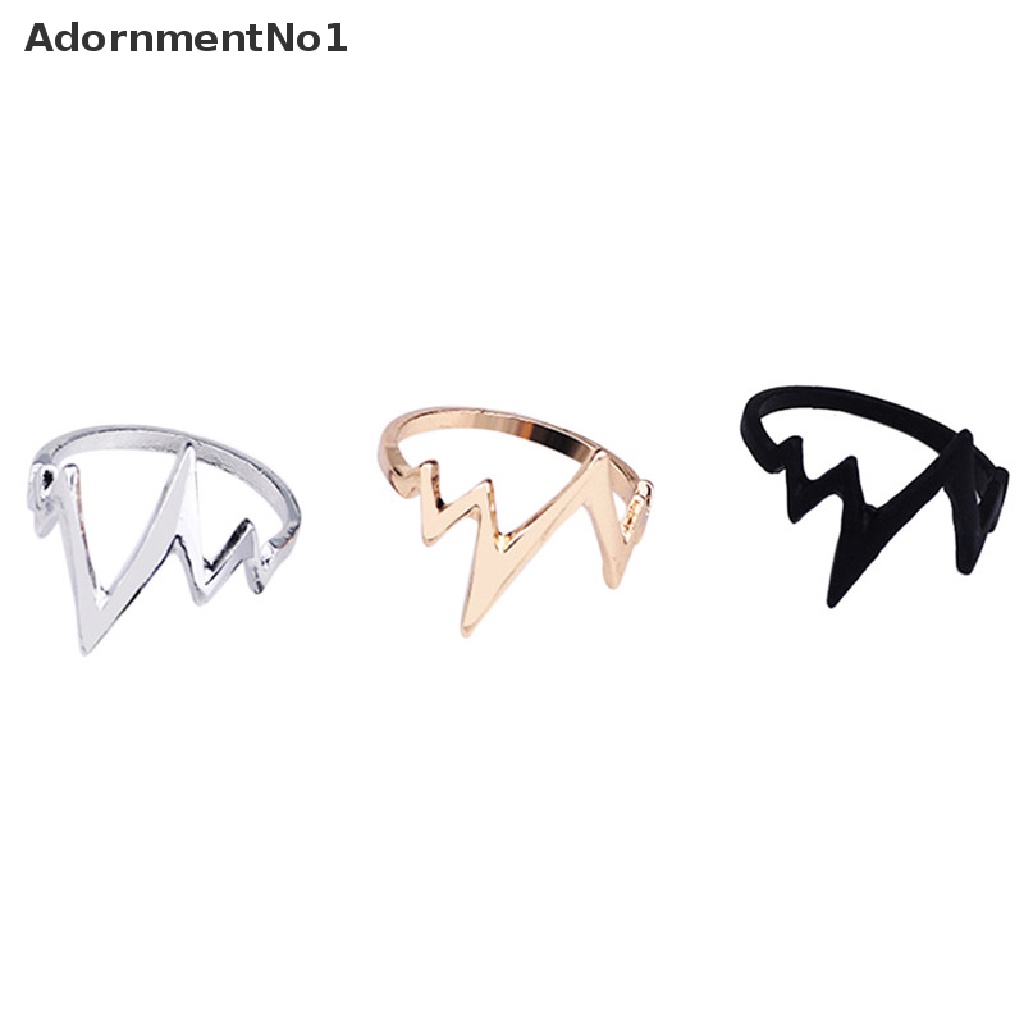 (AdornmentNo1) Cincin Terbuka Adjustable Motif Detak Jantung + Elektrokardiogram Vintage Untuk Perhiasan Wanita