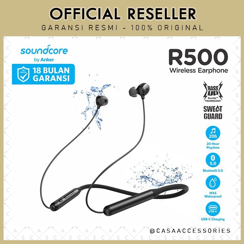 Anker Soundcore R500 Bluetooth Earphone Sport Bass Neckband - A3213