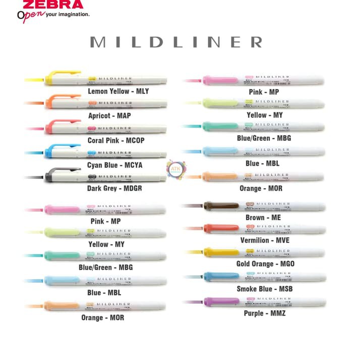 

Highlighter / Stabilo Zebra Mildliner Double Ended Semua Warna