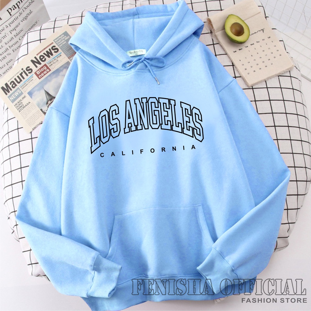 FenishaStore Sweater Hoodie Wanita LOS ANGELES KANTON DEPAN Size M-L-XL-XXL Bisa Bayar Ditempat COD