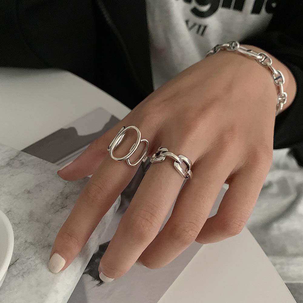 Mxbeauty Cincin Terbuka Hiphop Sederhana Wanita Berongga Gadis Korea Fashion Perhiasan