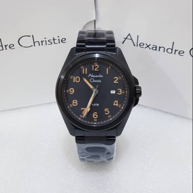 Alexandre christie ac 6540 black jam tangan pria original