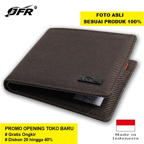 JFR Dompet Pria Bahan Kulit Canvas GM-JP21 Coklat Jennifer Wallet