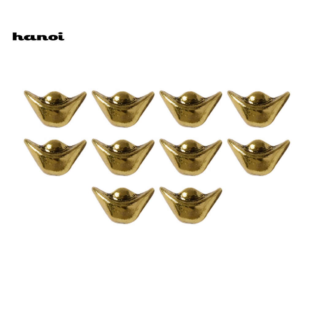 Han_ 10Pcs / Set Ornamen Koin Ingot Untuk Dekorasi Nail Art