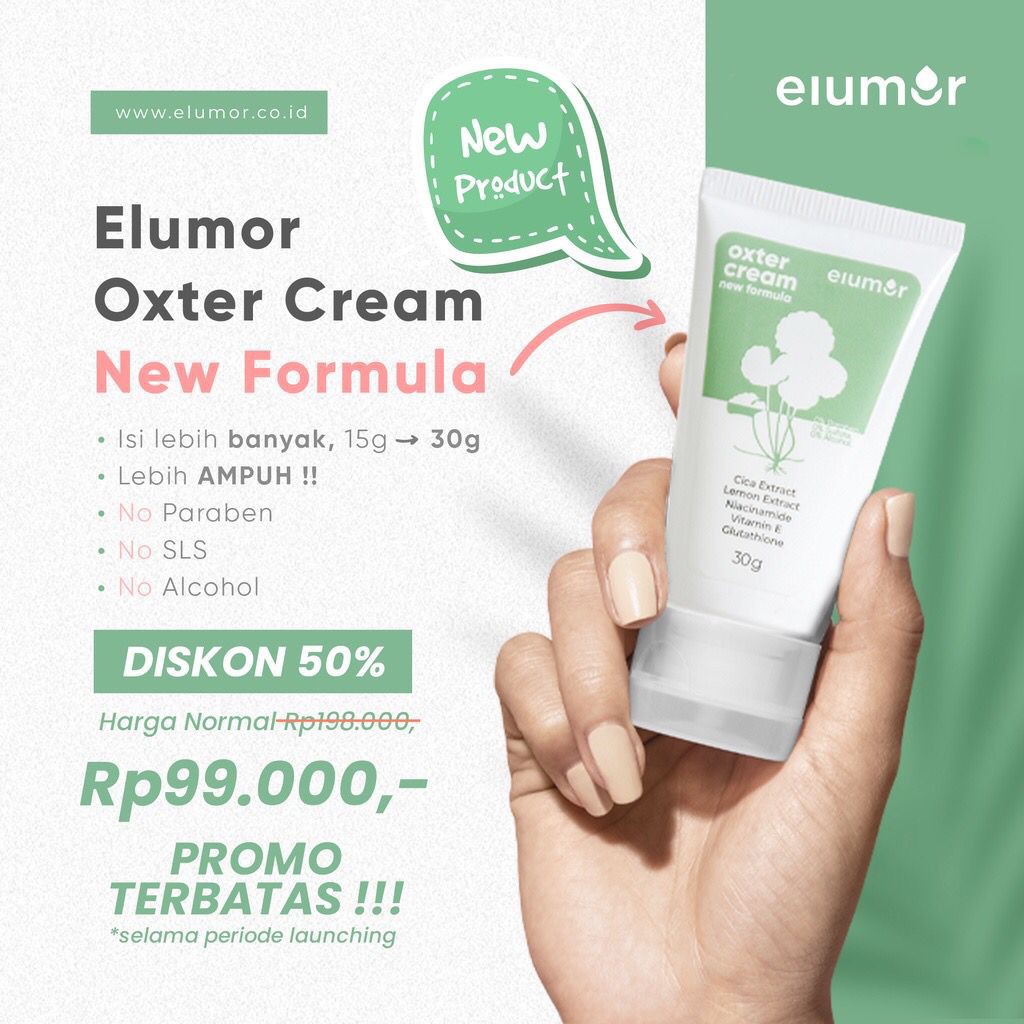 (FREE MASKER DUCKBILL) Elumor Oxter CREAM ORIGINAL Pemutih Ketiak dan Selangkangan