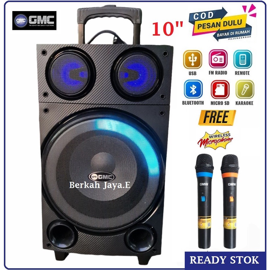 Speaker Portable GMC 897L NEW Speaker Bluetooth+2 Mic Wireles Original portable extra power 10 inch