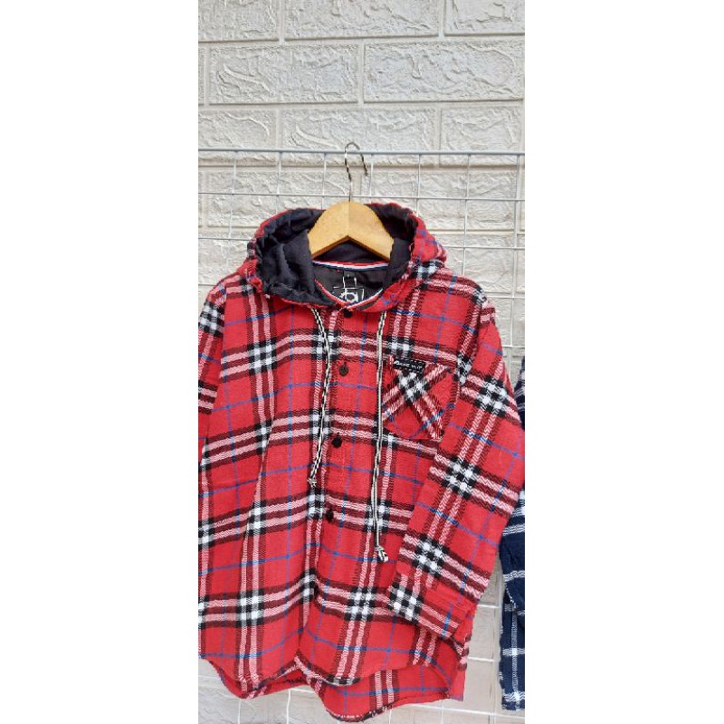 KEMEJA FLANEL HOODIE/KEMEJA FLANEL ANAK/HOODIE TANGAN PANJANG