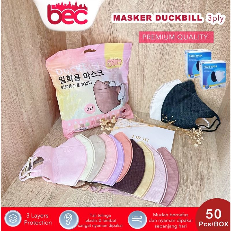 Masker Duckbill 50pcs Masker Duckbill 3PLY Warna