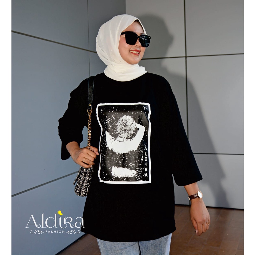 Aldira Kaos Oversize Terbaru 2022 / Baju Lebaran 2022 Wanita / Kaos Lengan Panjang