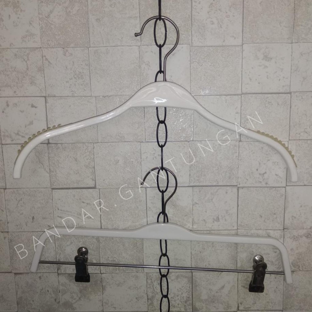 Gantungan Baju Putih Dewasa Plastik Hanger Anti Slip Gantungan Baju Jepit Celana Rok(BH)