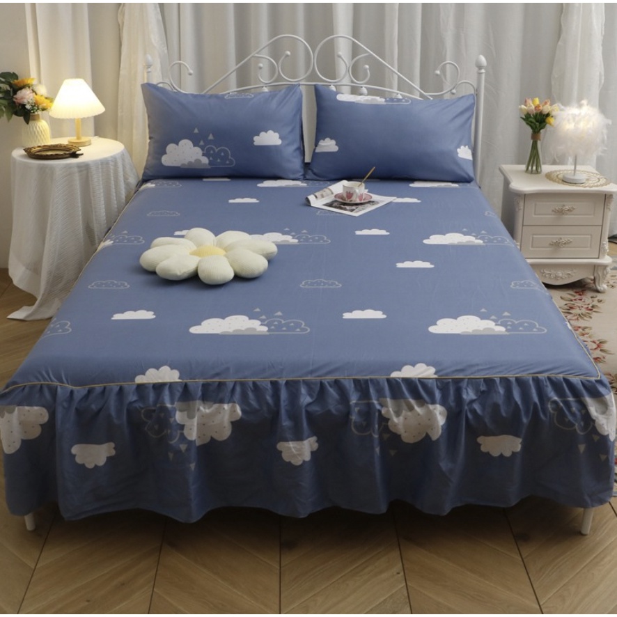 Viral T*ktok Sprei Rumbai Sprei Sarung Bantal Bed Cover Bedskirt Kualitas Bagus Pola Warna /Rok Kasur/