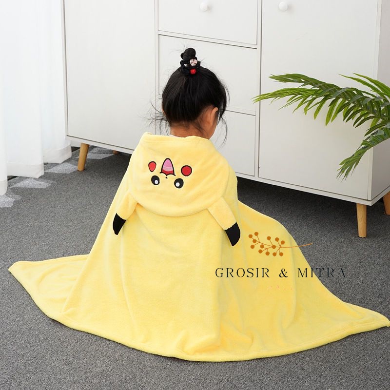 Handuk Selimut Multifungsi Handuk Bayi Anak Unisex Selimut Blanket Selimut Hoodie Double Fleece Perlengkapan Kamar Mandi Bulu Lembut Ponco