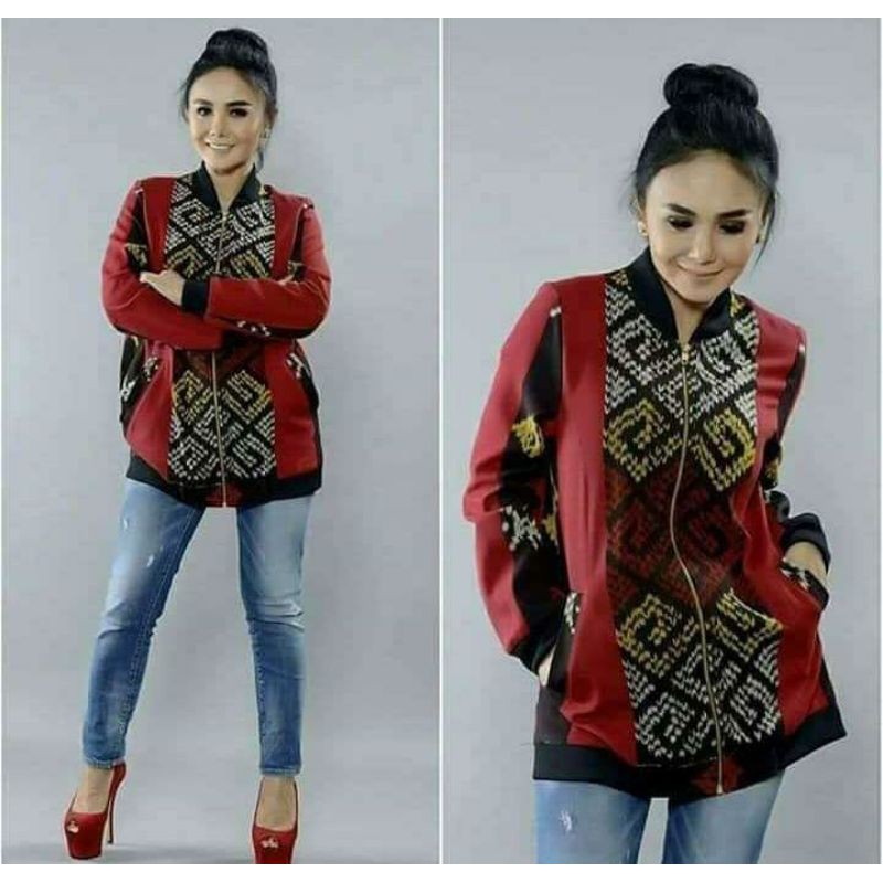 blus tenun original toraja red B1