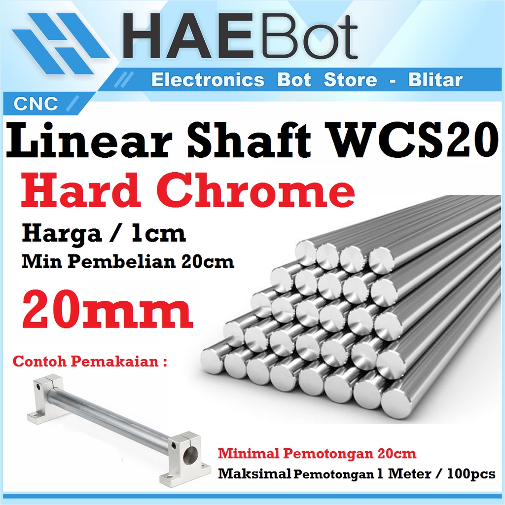 [HAEBOT] Linear Shaft WCS20 20mm As Besi Polos CNC Hard Chrome Steel 3D Printer Harga 1cm Mekanik Part Slider Batang