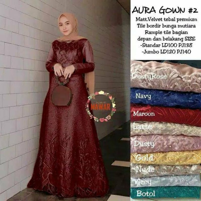 Aura Gown Dress Kondangan Brukat Tille Jumbo XXXL Gamis Muslim Brukat Ld 120CM Party Dress Muslim MUSLIMAH SERAGAMAN LAMARAN PERNIKAHAN KONDANGAN PARTY DRESS LEBARAN TERBARU WISUDA GAMIS FULL BRUKAT MURAH GROSIR KONVEKSI GAMIS PESTA SUPER JUMBO