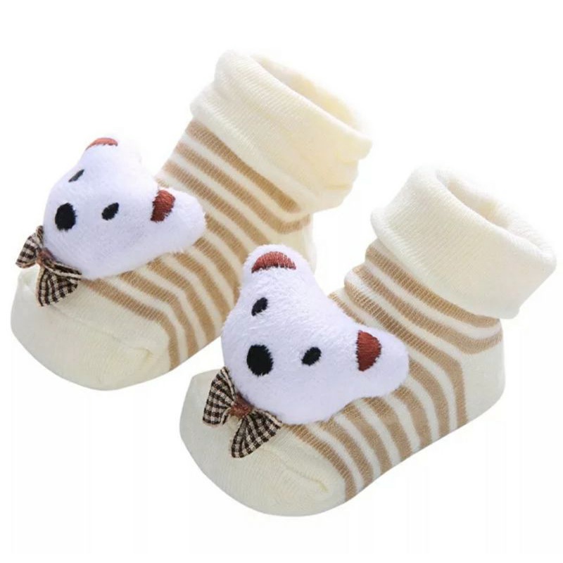 kaos kaki bayi bentuk sepatu motif boneka umur 0-6 bulan laki dan perempuan