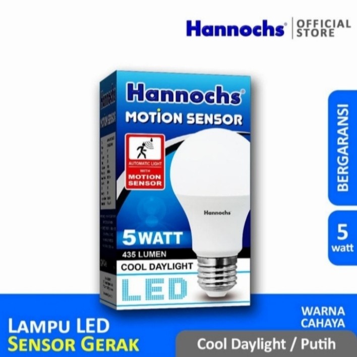 Lampu LED Motion Sensor / Sensor Gerak Hannochs 5 Watt - Putih