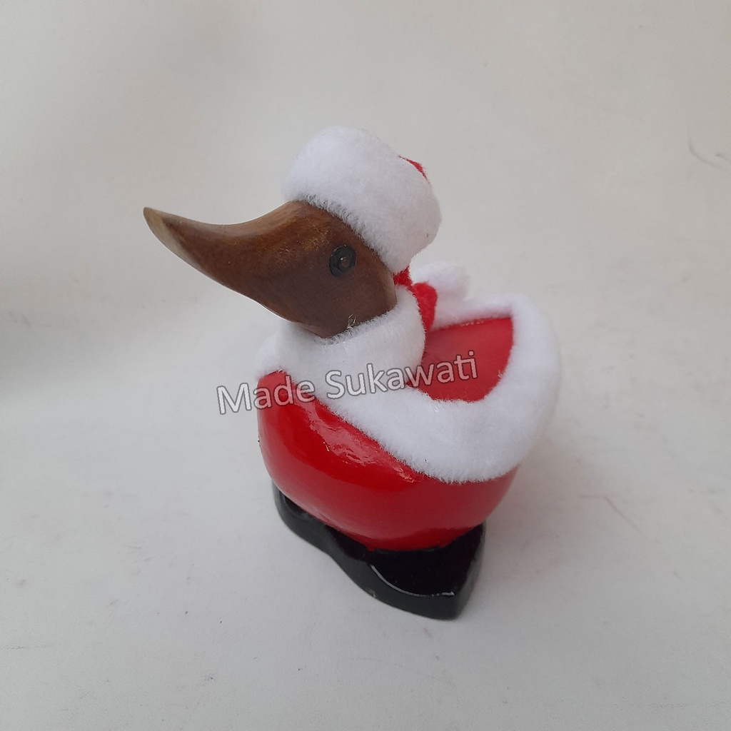 Patung bebek merah putih Sinterklas Santa Claus kerajinan kayu