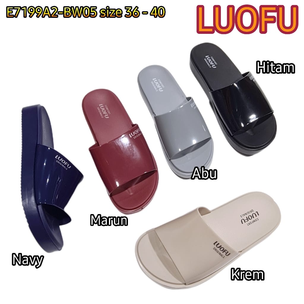 sandal wanita luofu selop sendal karet cewek slop import E7199A2-BW05