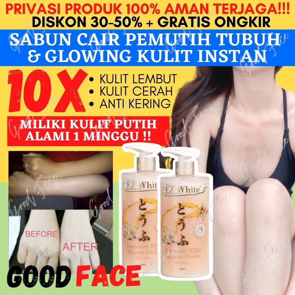 SABUN PEMUTIH BADAN PERMANEN EZ WHITE JAPANESE TOFU SHOWER CREAM 500ML BPOM ORIGINAL - SABUN MANDI CAIR EZ WHITE